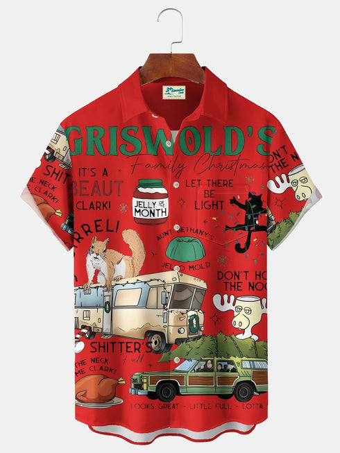 Men's Christmas Funny Graphic Short Sleeve Hawaiian Shirt